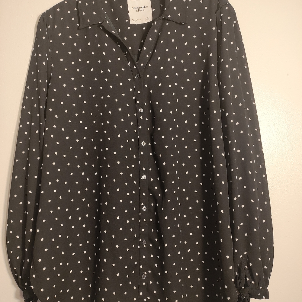 Abercrombie & Fitch Button-Up Sheer Tie-Sleeve Bl… - image 1